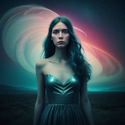 Ethereal Beauty Meets Cosmic Wonder in Double Exposure