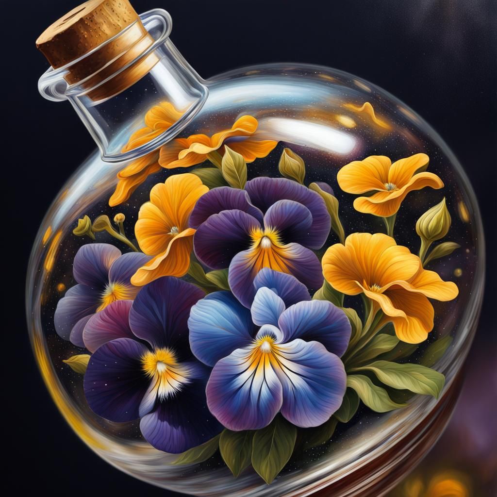 Galaxy Nebula in a Bottle: Impressionistic Oil Painting