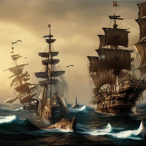 Epic Pirate Ship Battle at Sea