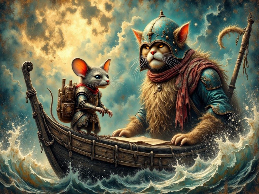 Heroic Mouse Knight and Cat Adventure