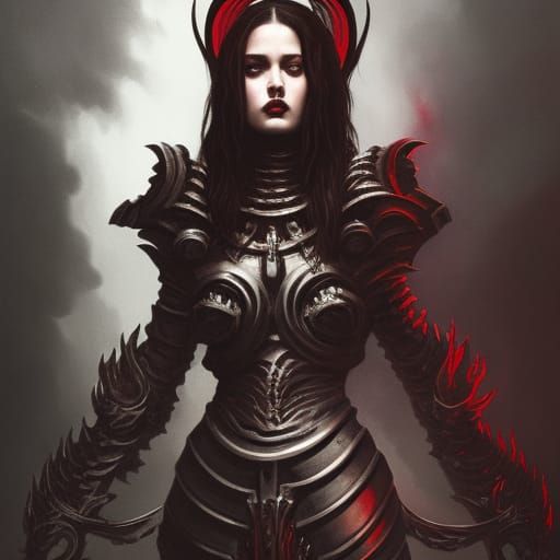 Demon Knight in Skull Armor, Hyperrealistic Art