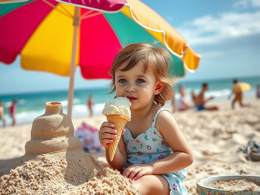 Joyful Beachside Moment Captured in Vibrant Colours