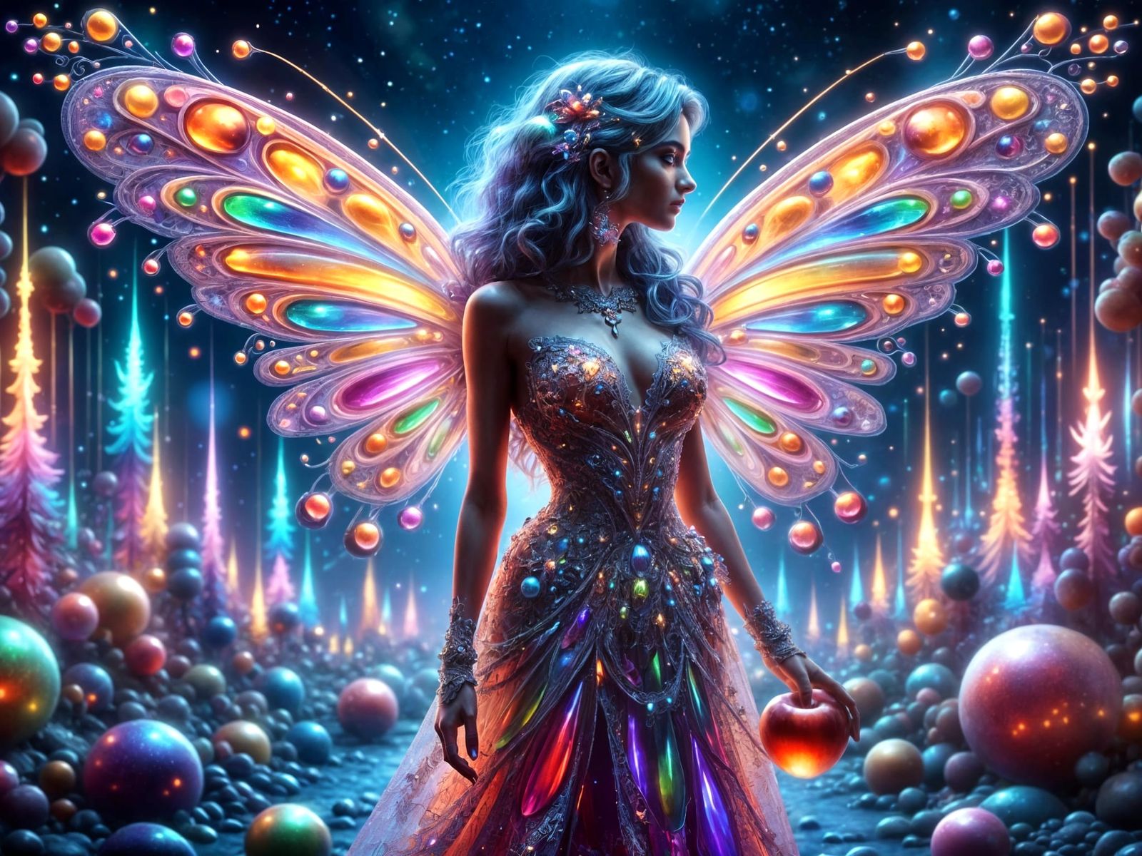 Ethereal Fairy Dances in a City of Iridescent Bubbles