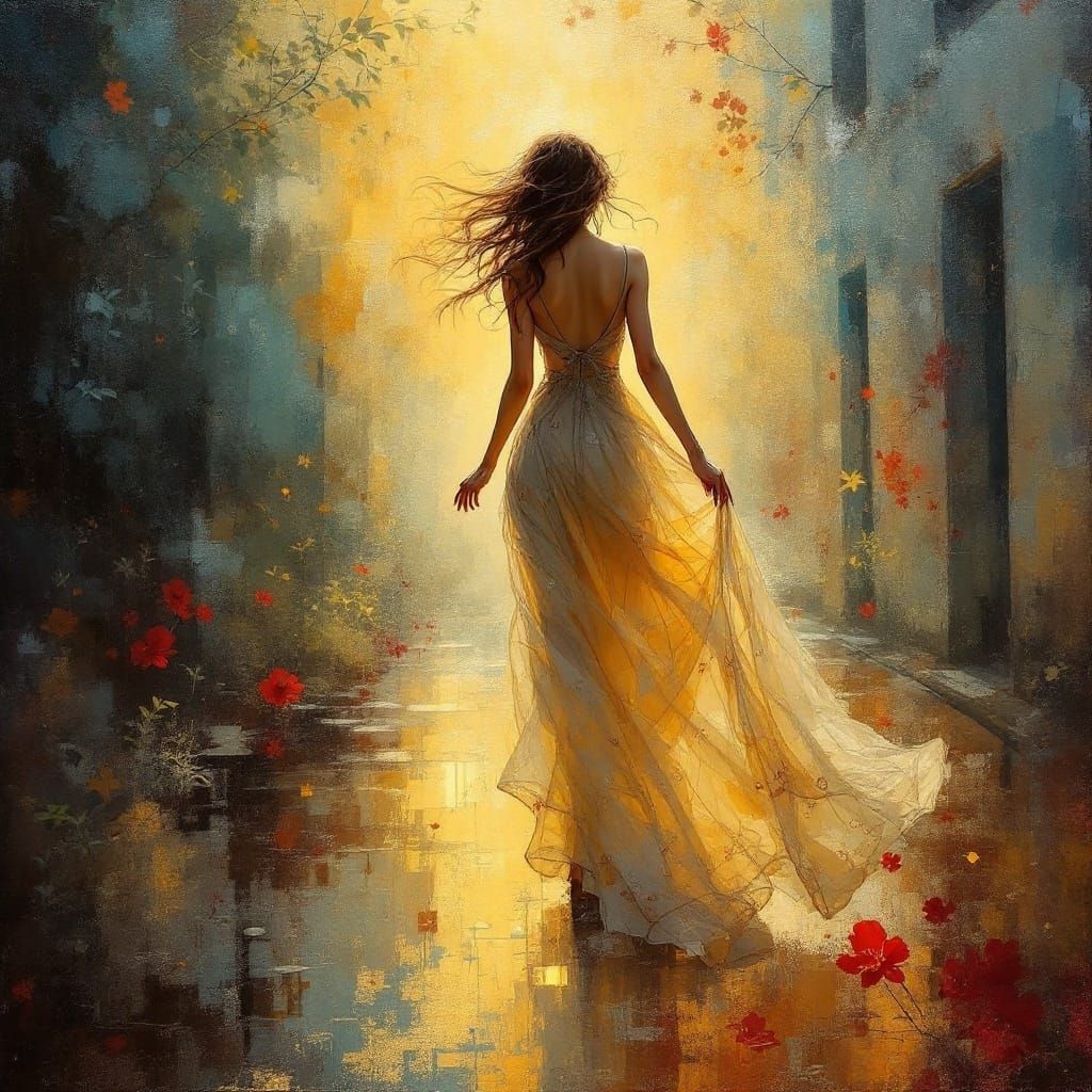 Woman in Sunlight: Art Nouveau Tonalism Fusion