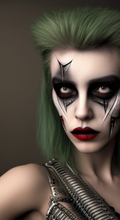 Punk Rock Cyborg Girl with Cyberpunk Makeup