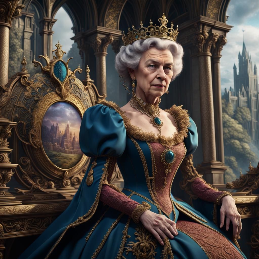 Queen Elizabeth: Detailed Matte Painting in Deep Color