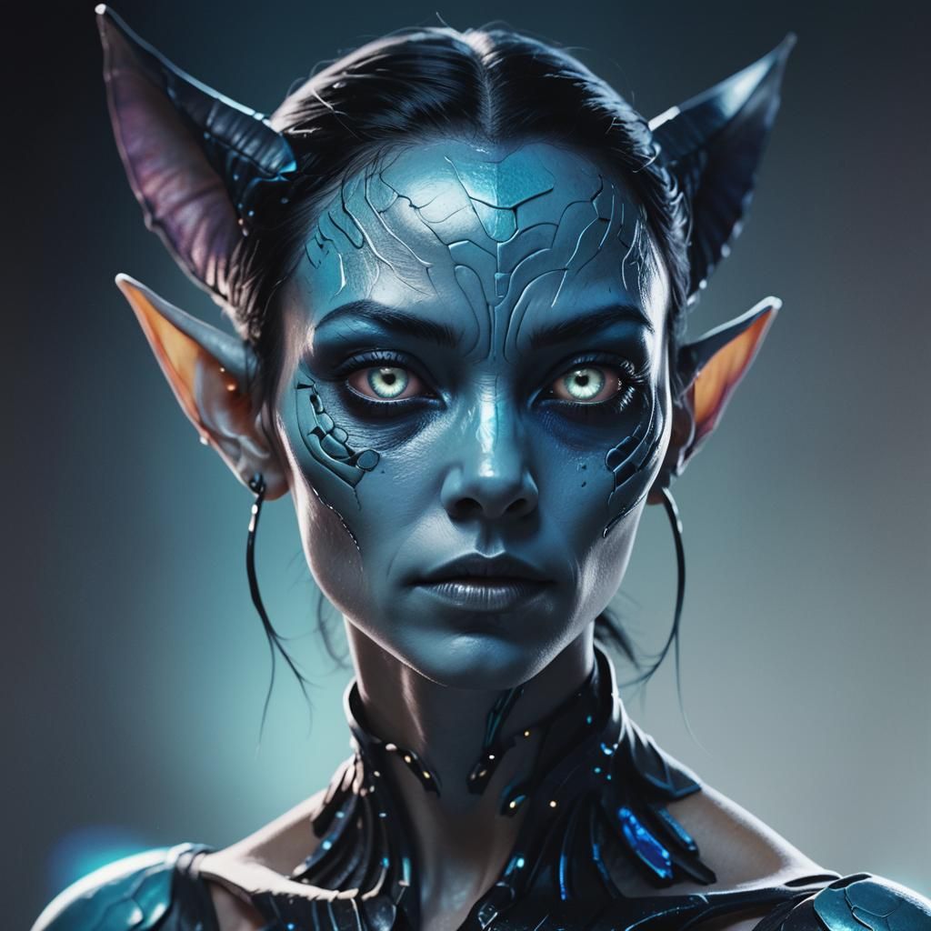 Sci-Fi Alien Woman Portrait in Vibrant Digital Art