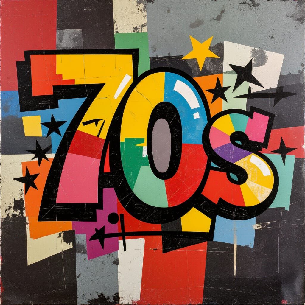 Abstract 70s Collage in Graffiti Art Style