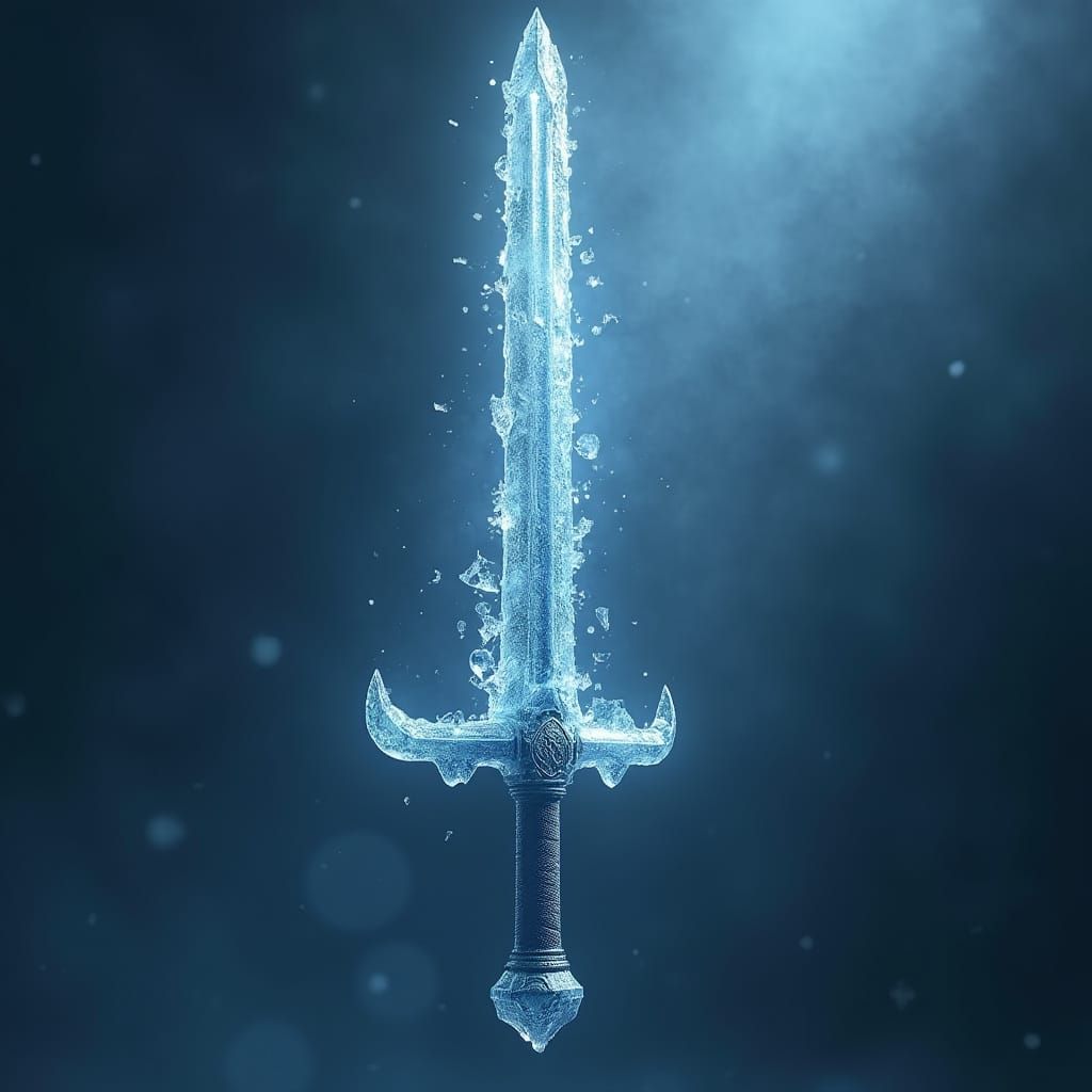 Glistening Ice Sword with Frost Shards in Cinematic Style