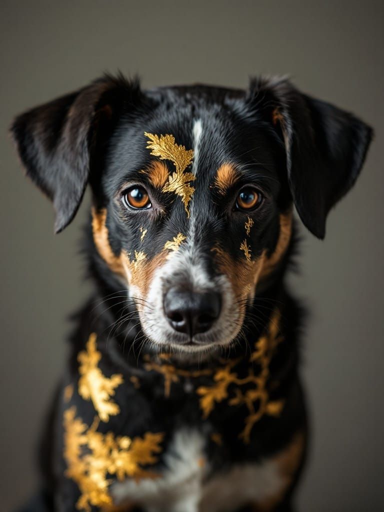 Surreal Portraits of Shelter Dogs with Kintsugi Golden Seams