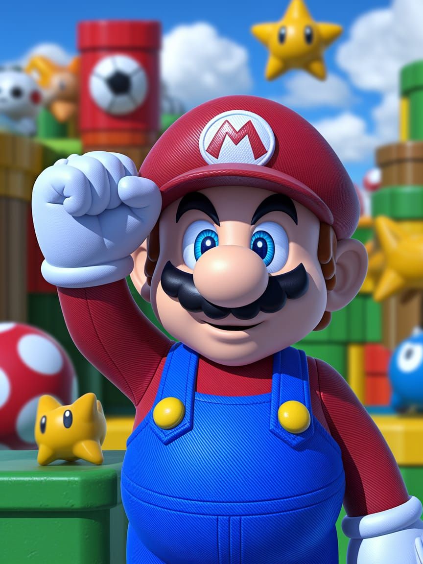 Mario Expresses Skepticism in Digital Art