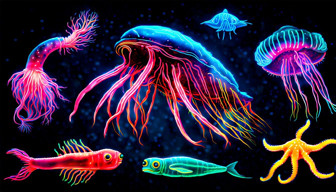 Bioluminescent Neon Deep Sea Creatures