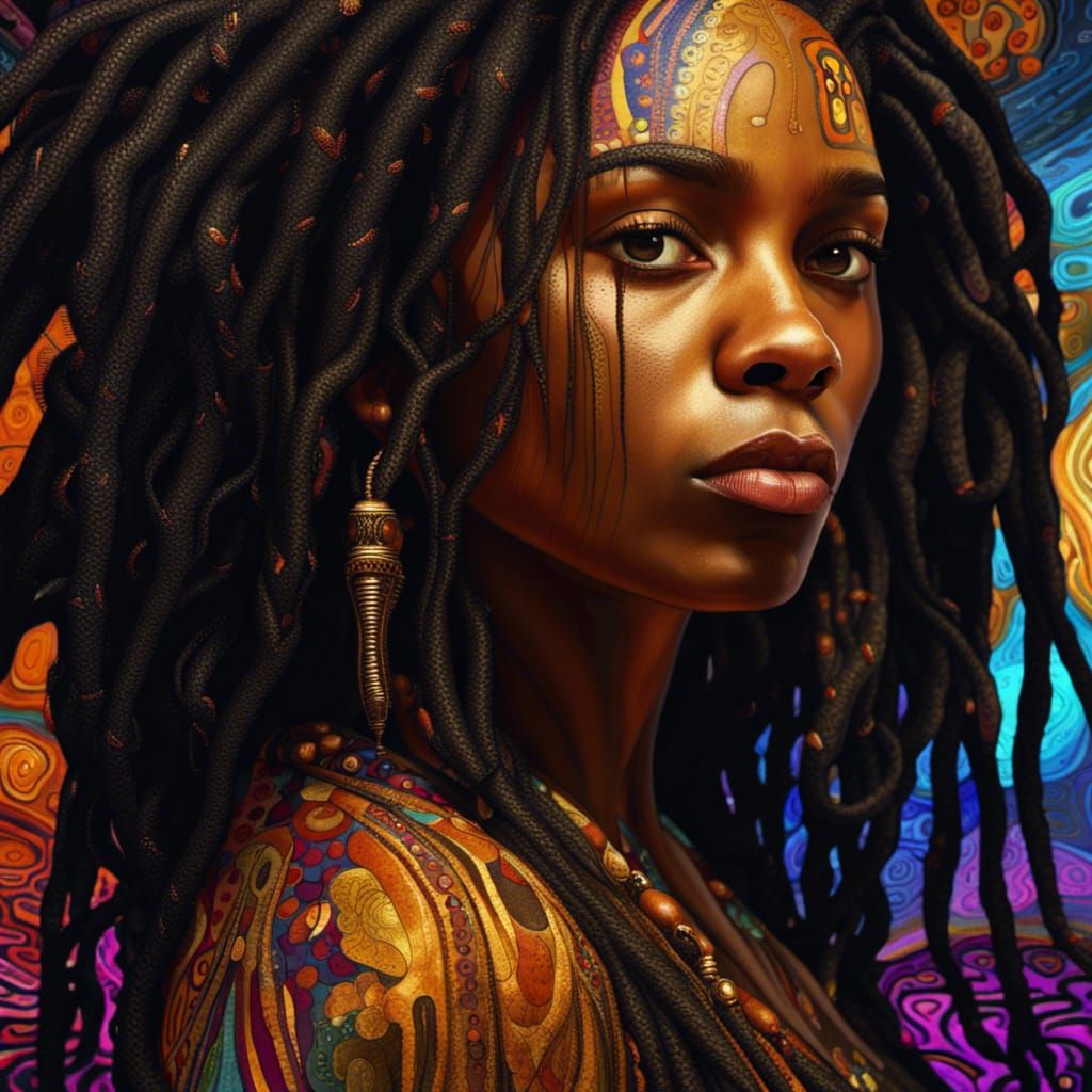 Psychedelic Portrait Inspired by Klimt and Gothic Art