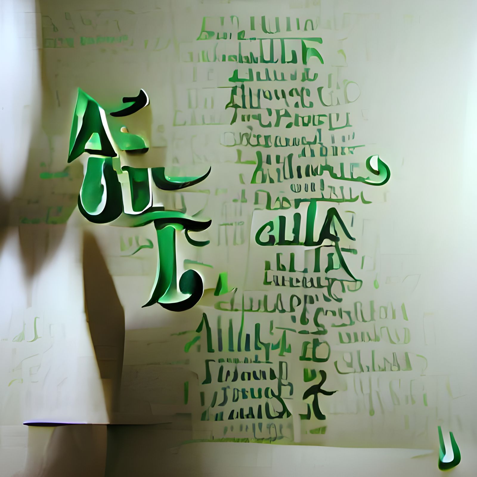 Green Calligraphy Alphabet of the Word All