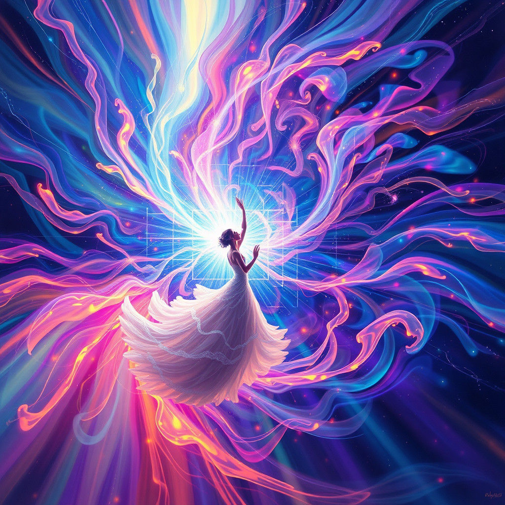 Cosmic Dance: Iridescent Light in Astral Form