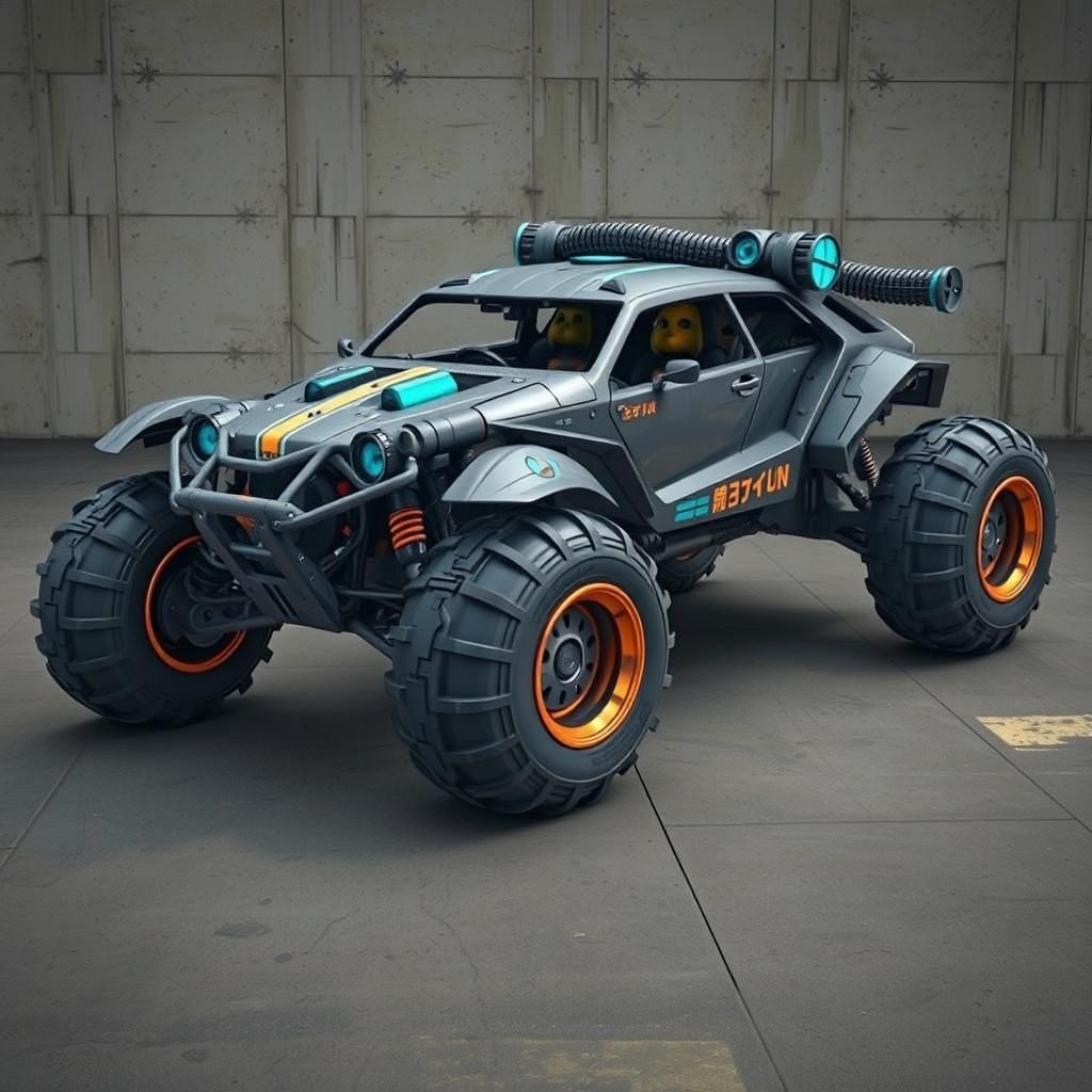 Futuristic Cyberpunk Buggy with Japanese Accents