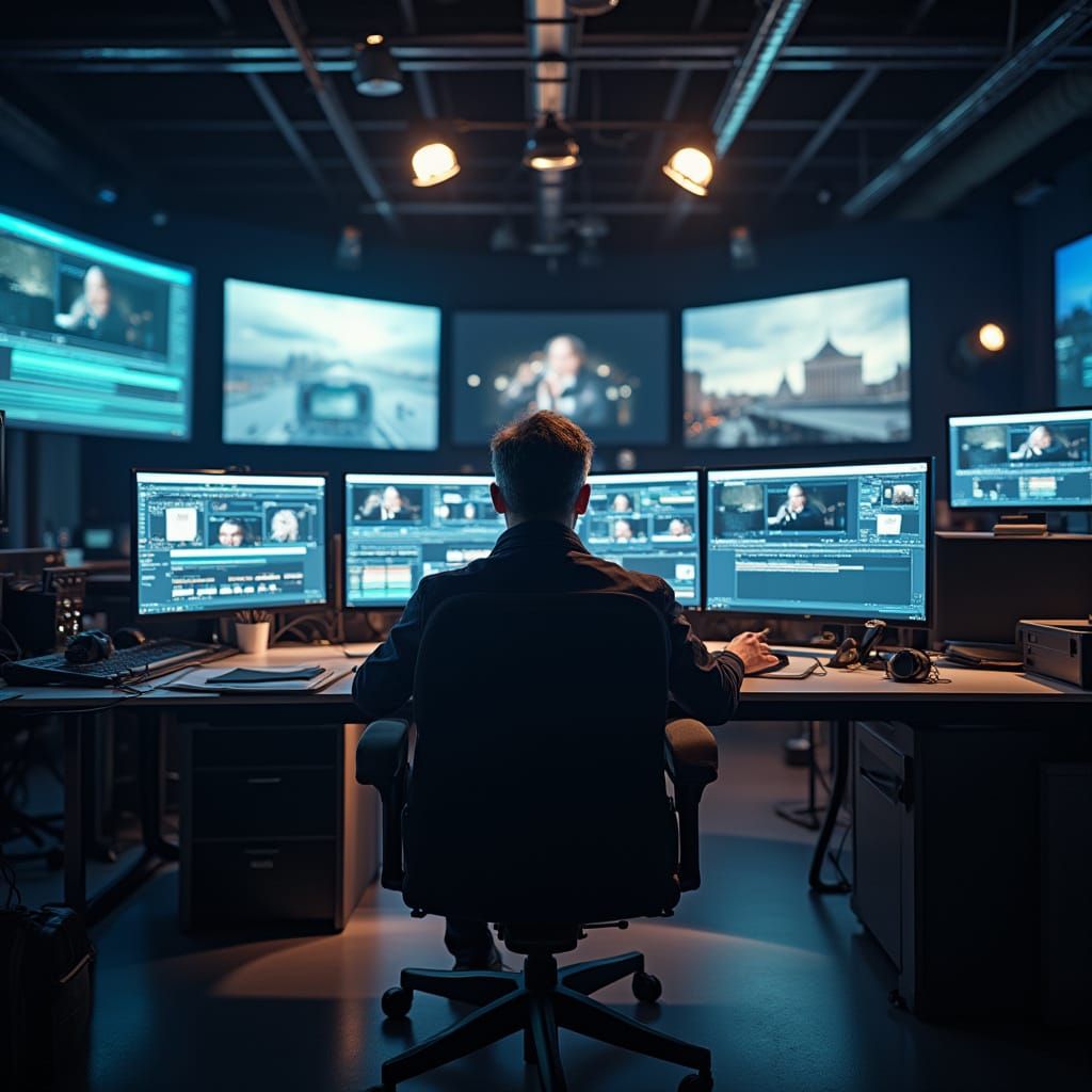 Video Editor at Work in Modern Studio