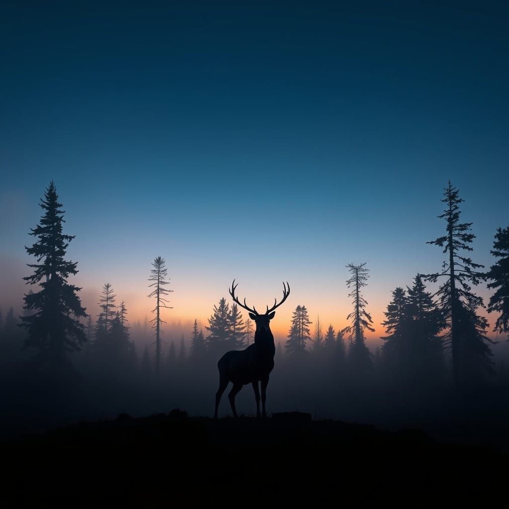 Majestic Stag in Twilight Forest