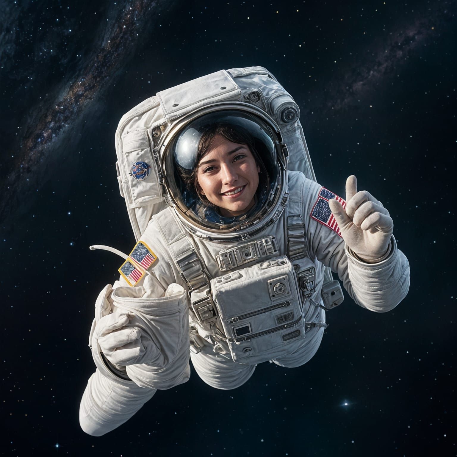 Astronaut Holds Galaxy in Space
