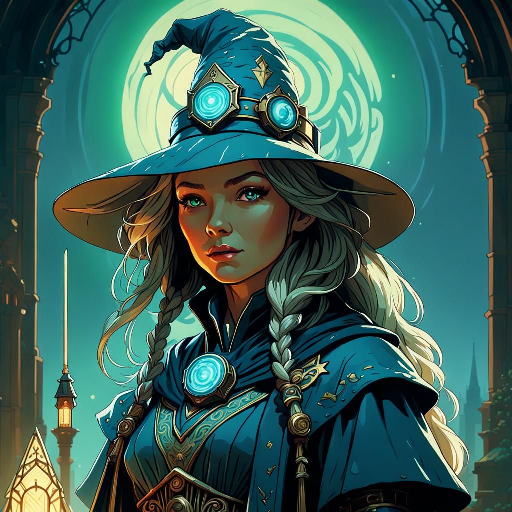 Wizard Woman Portrait in Pixel Art Style