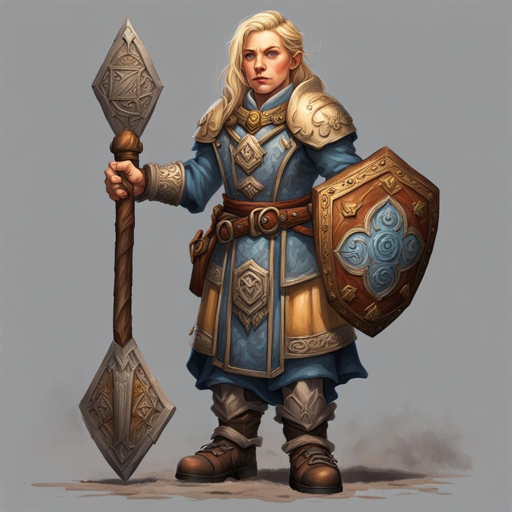 Blonde Female Dwarf Cleric Portrait