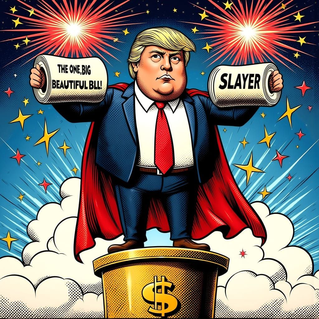 A 1950s-Style Superhero Trump Takes on Taxes