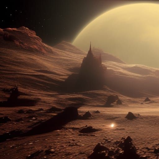 Futuristic City on a Comet in Space