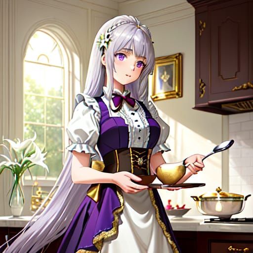 Anime Noble Girl Making Chocolate