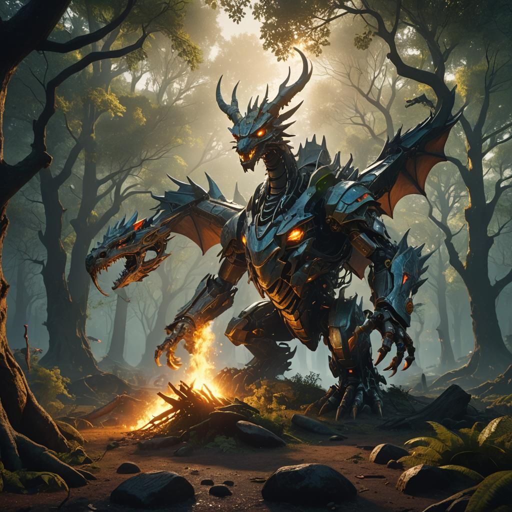 Wizards and Dragons Clash in Sci-Fi Forest