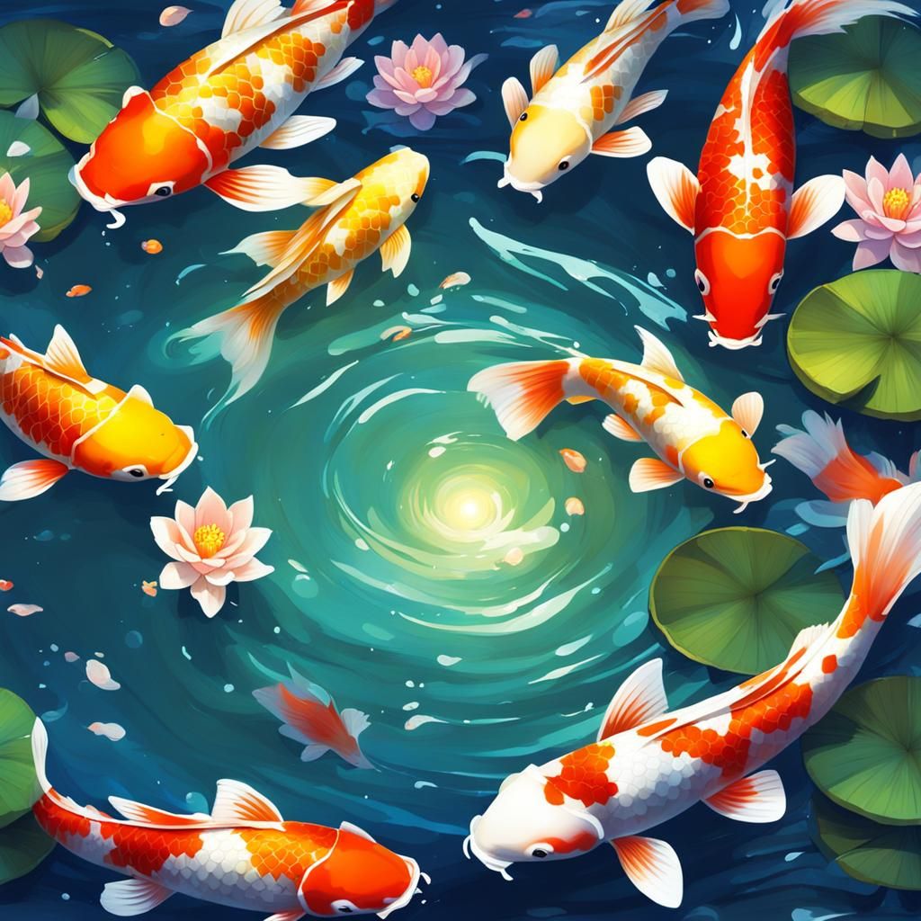 Dreamy Koi Pond with Dynamic Lighting
