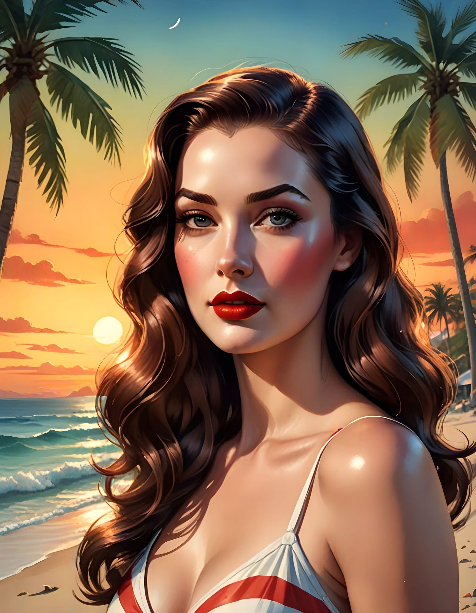 Vintage-Inspired Pinup in Watercolor