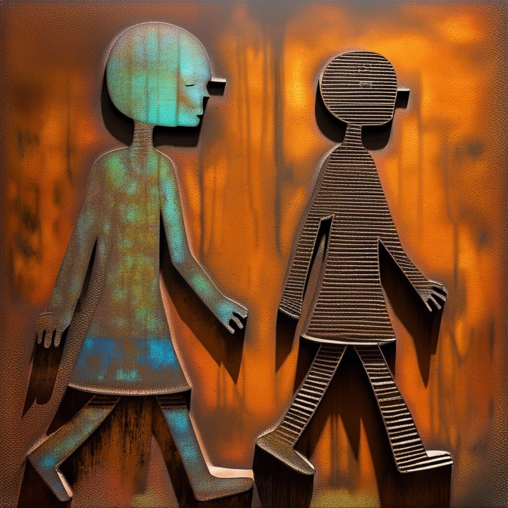 Translucent Teen Graffiti Art on Rusty Metal