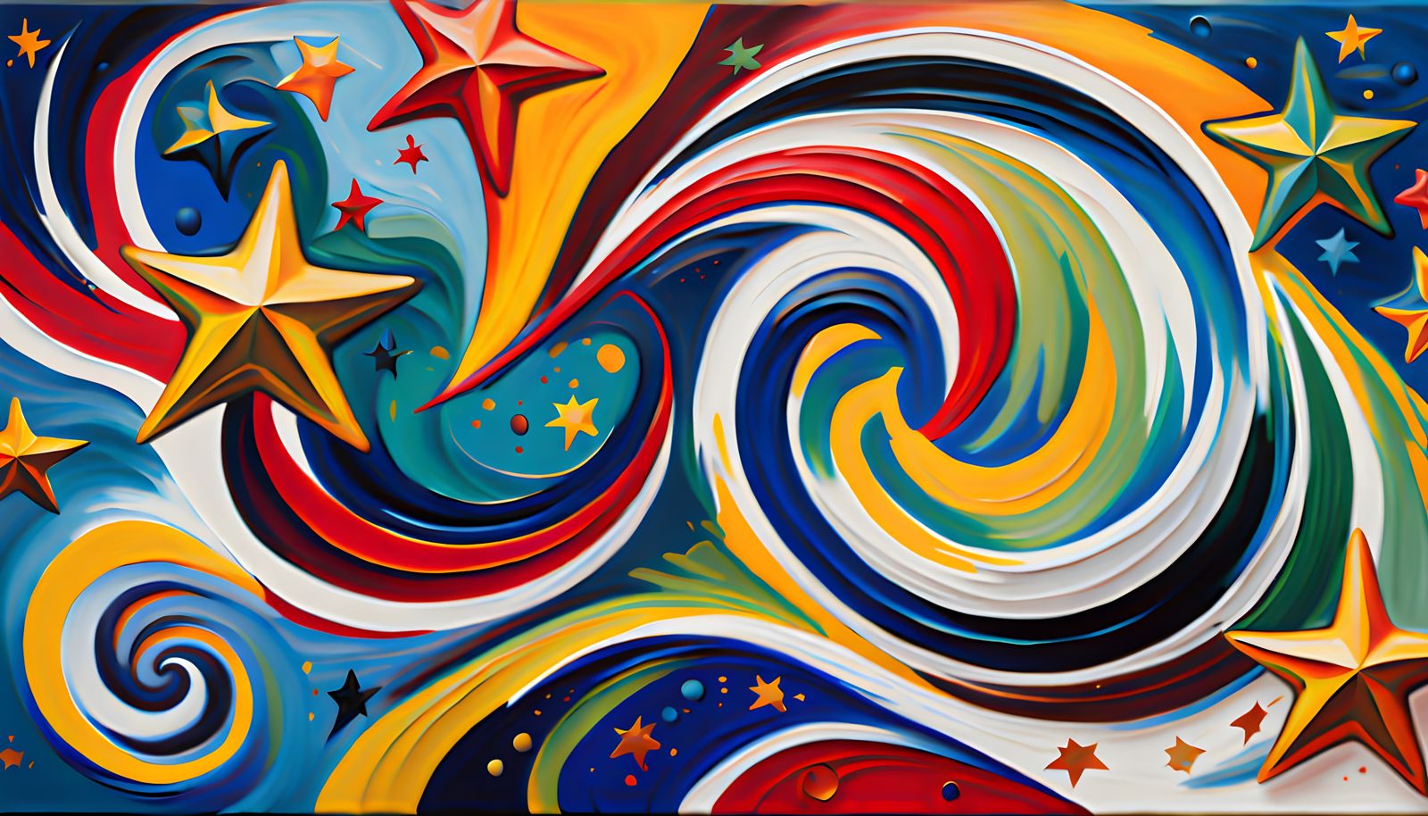 Vibrant Cosmic Vortex in Impasto Style