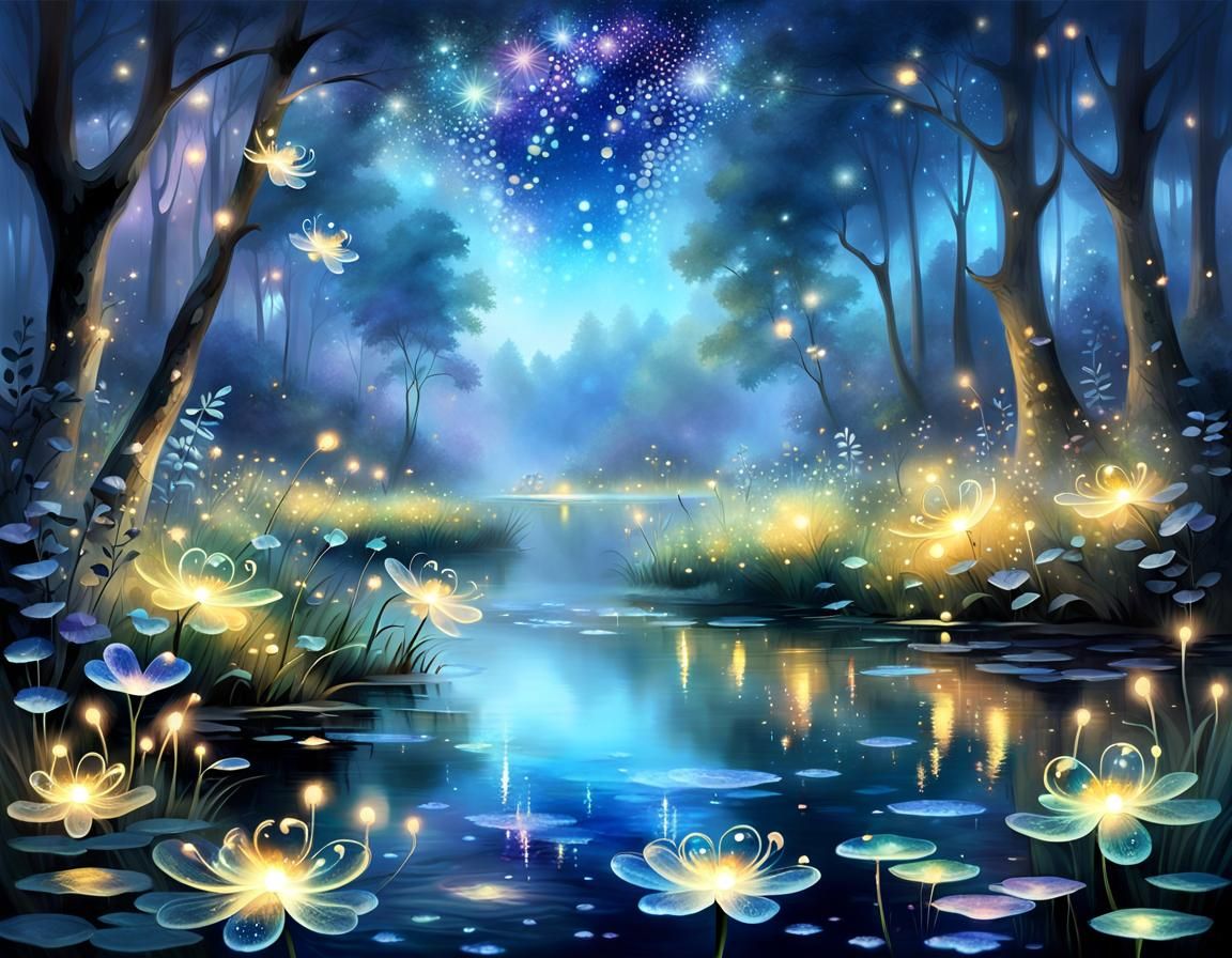 Twinkling Magic Realm with Sapphire Lake
