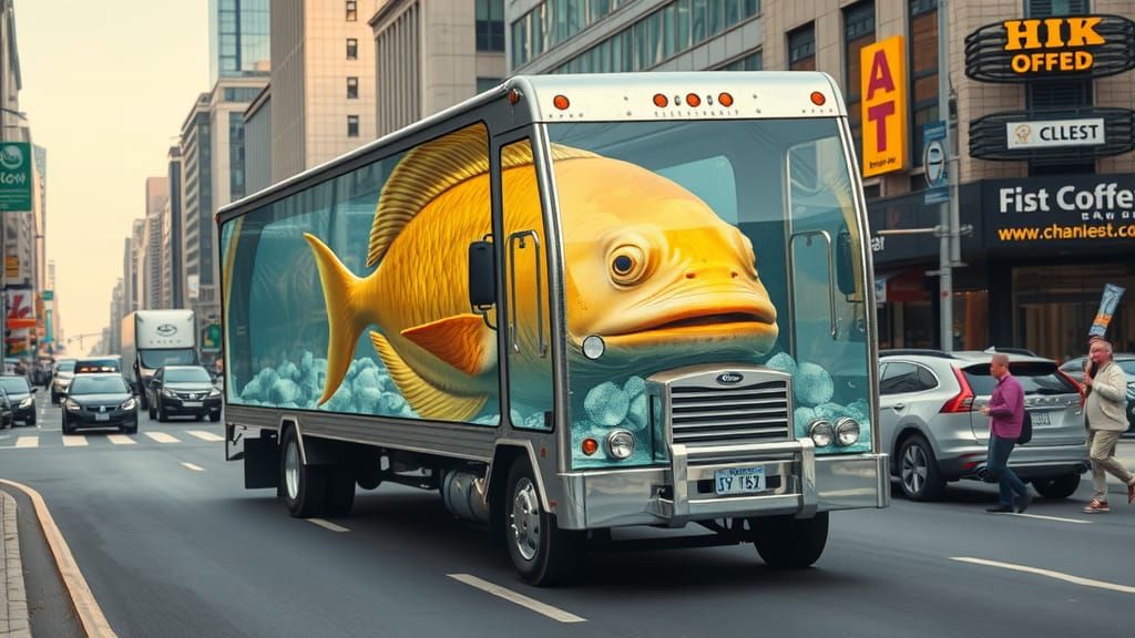 Fish Drives a Semitruck Aquarium Through City