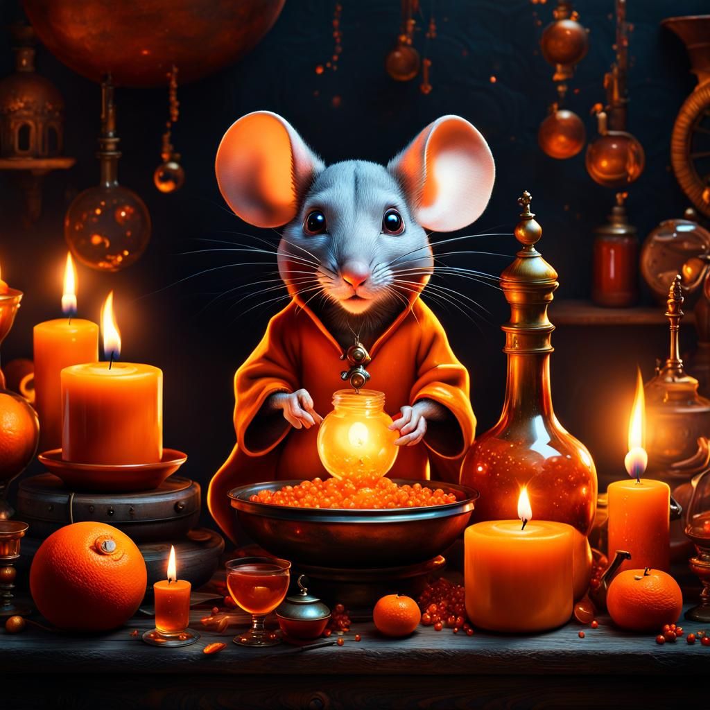 Mouse and Orange Potions in Witch Room