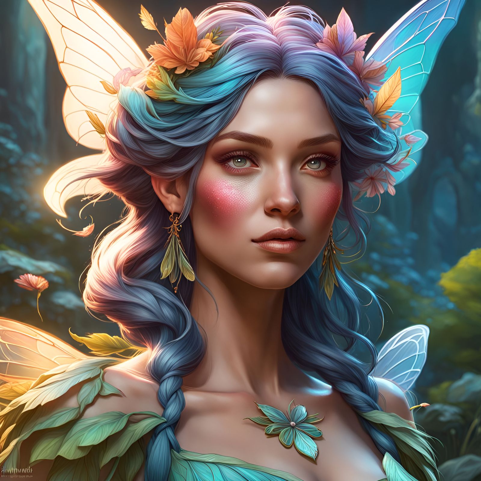 Whimsical Fairy in Detailed Wonderland Portrait