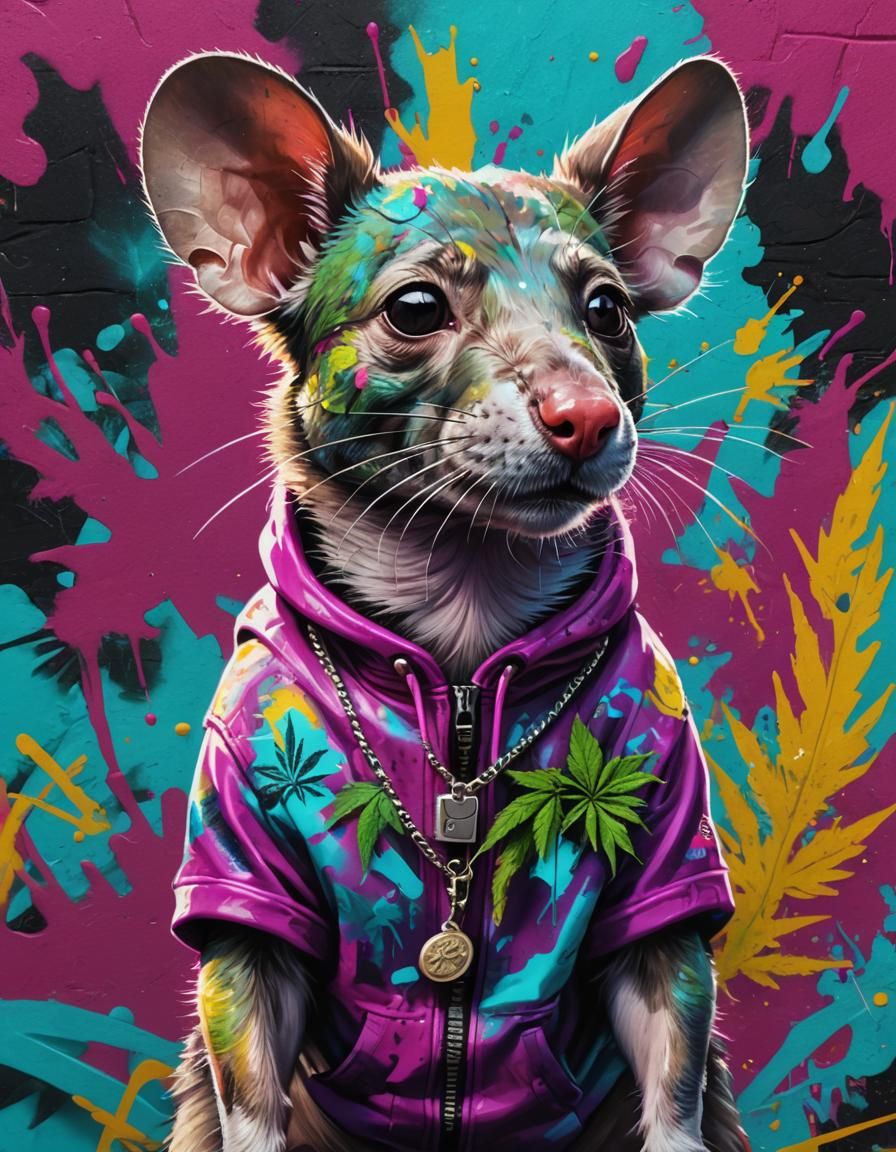 Ghetto Fabulous Rat Dog with ODU Logo in Splash Art