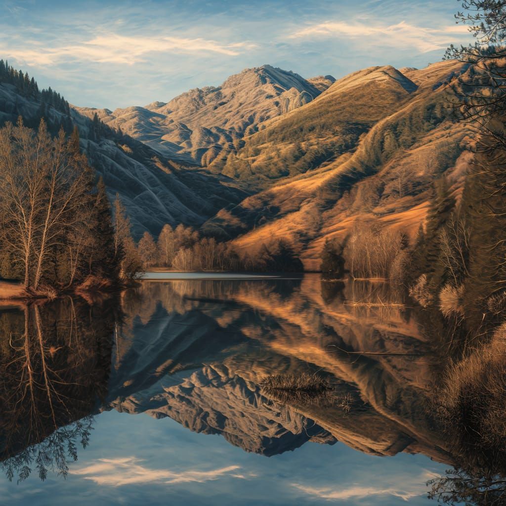 Serene Lake Landscape with Mountain Reflection