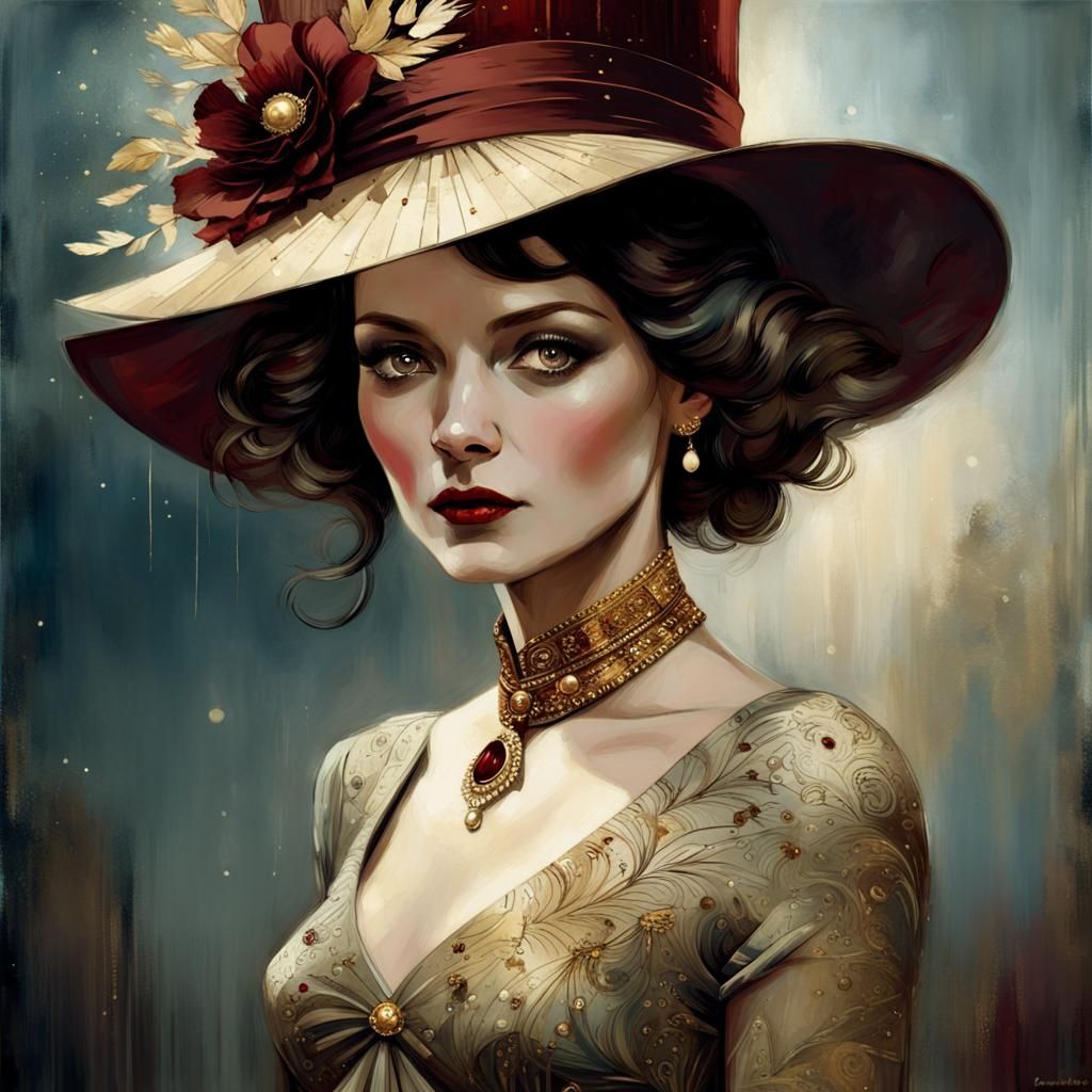 Elegant Woman in Art Deco Style Portrait