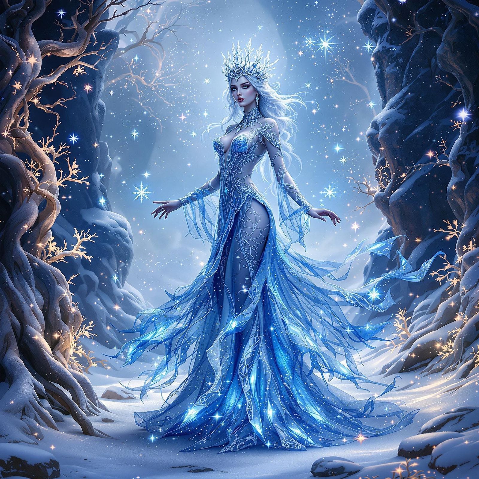 Ethereal Snow Maiden in Winter Wonderland
