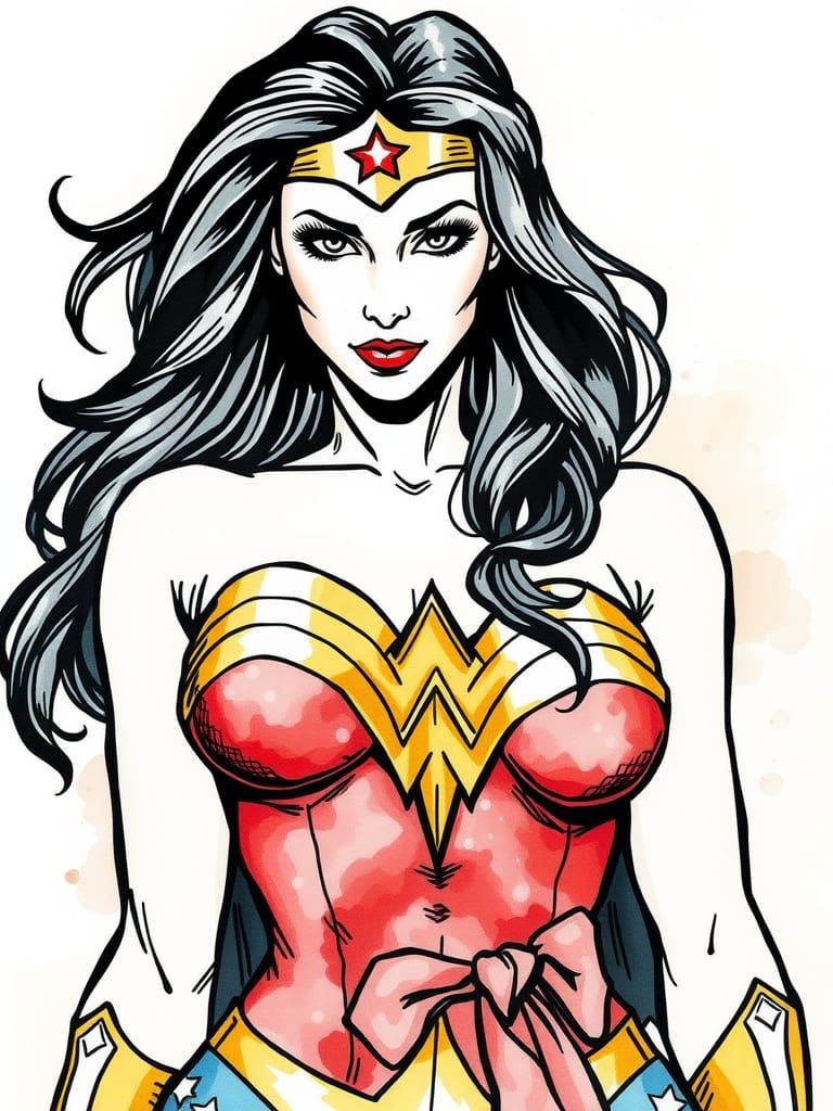 Wonder Woman Portrait in Art Nouveau Style