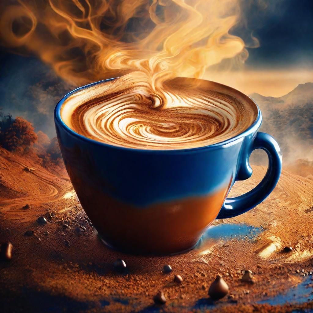 Coffee Pouring Into Earth: Surreal Double Exposure