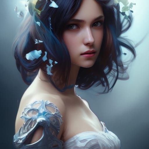 Bride Portrait in Hyperdetailed Digital Art Style