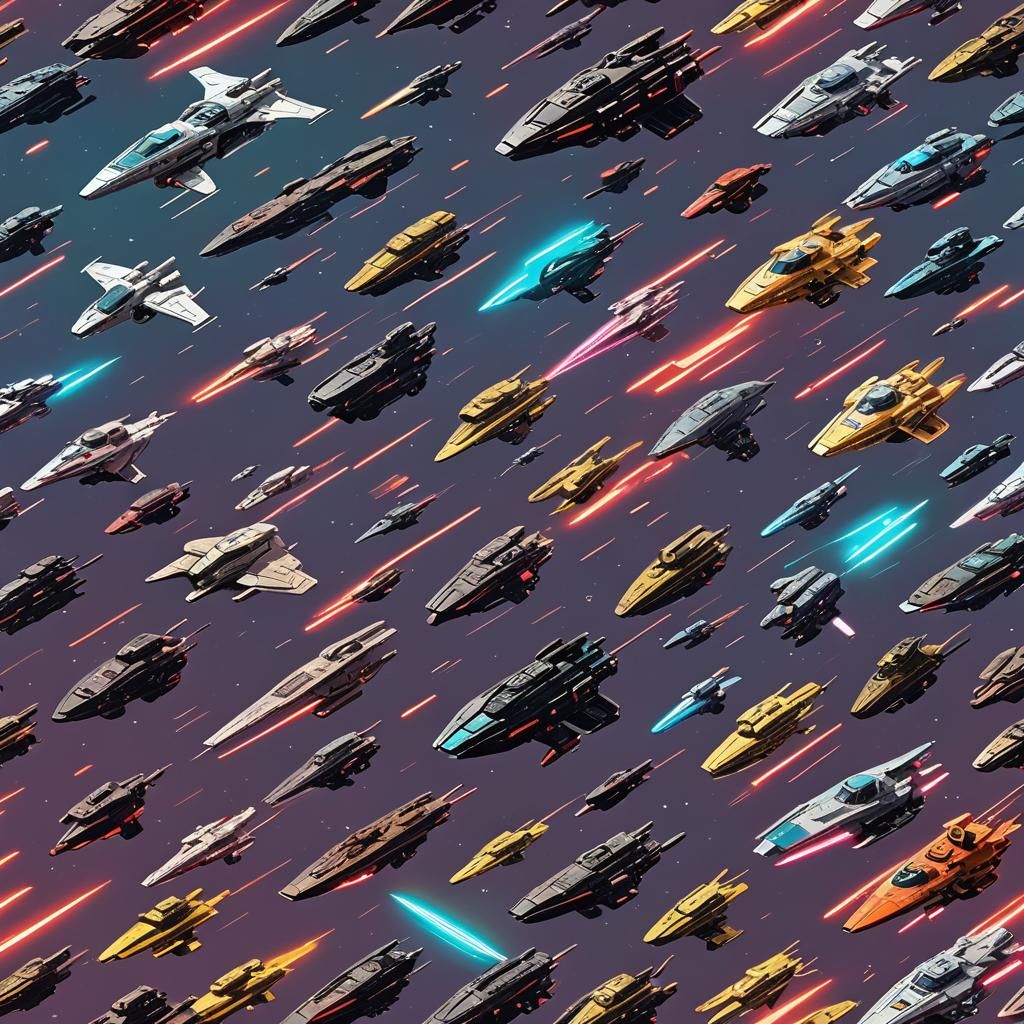 Star Wars Fleet in Cyberpunk Neon Space