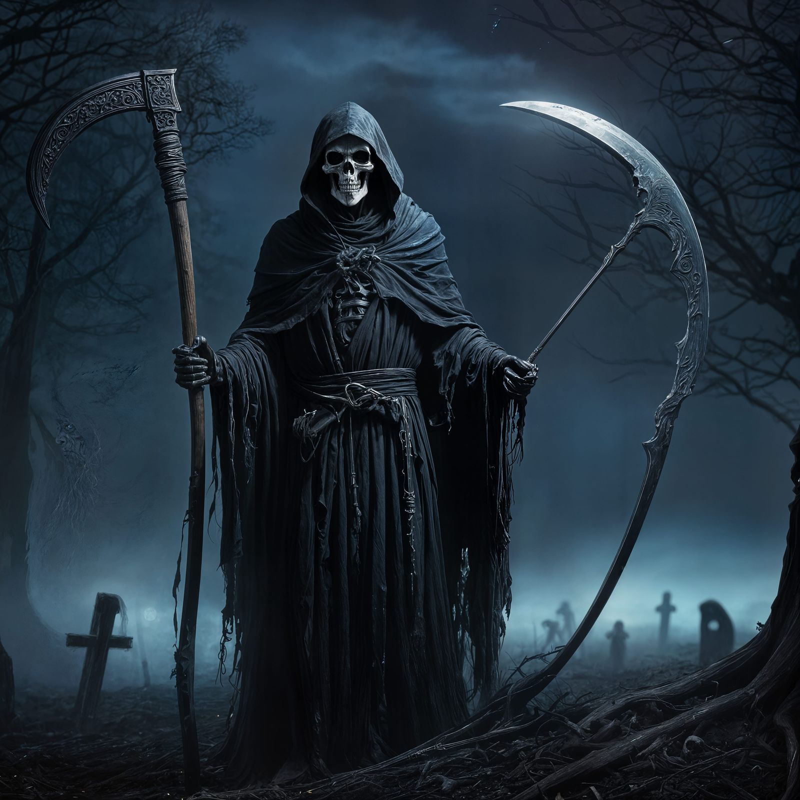 Majestic Grim Reaper with Glowing Scythe