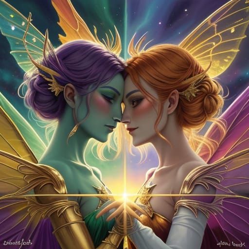 Fantasy Art: Fairy and Devil Embrace