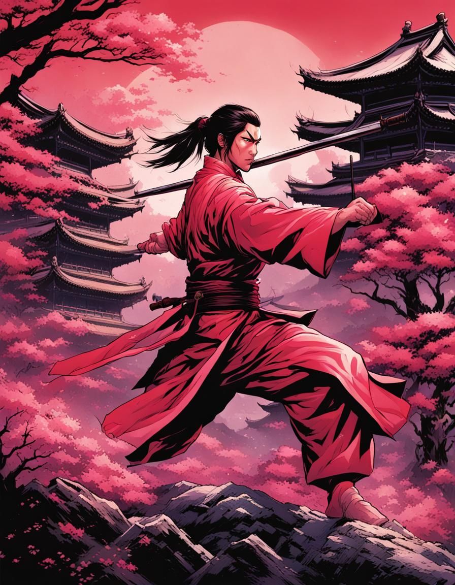 Wuxia Martial Arts Cover in Comic Book Style
