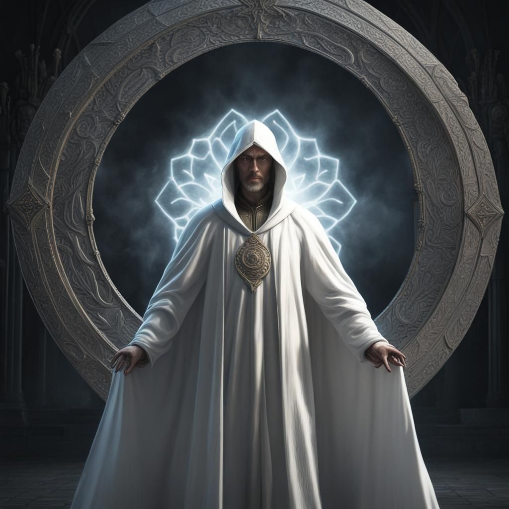 Radiant Man in White Cloak, Gothic Art
