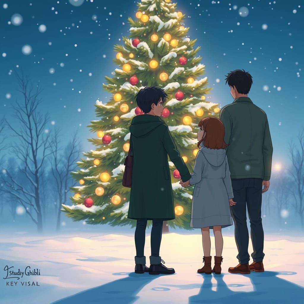 Winter Wonderland Couple in Studio Ghibli Style